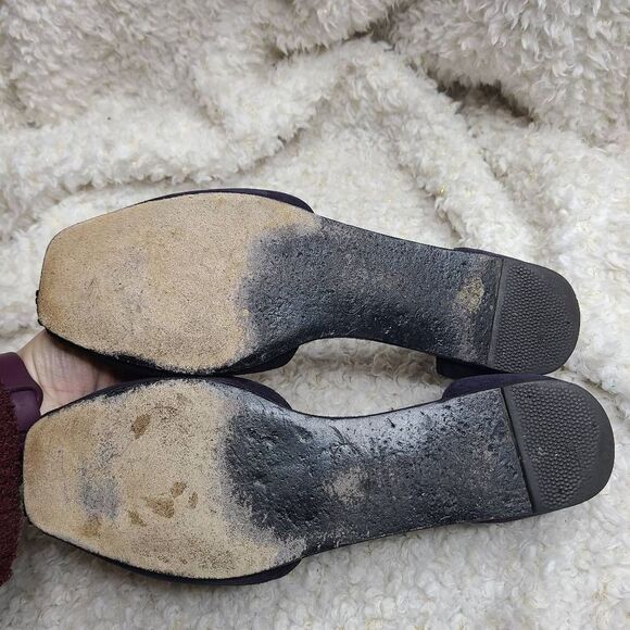 Prada Navy Blue Suede Leather Tassel Peep-toe D'orsay Flats sz 40 - Picture 7 of 10